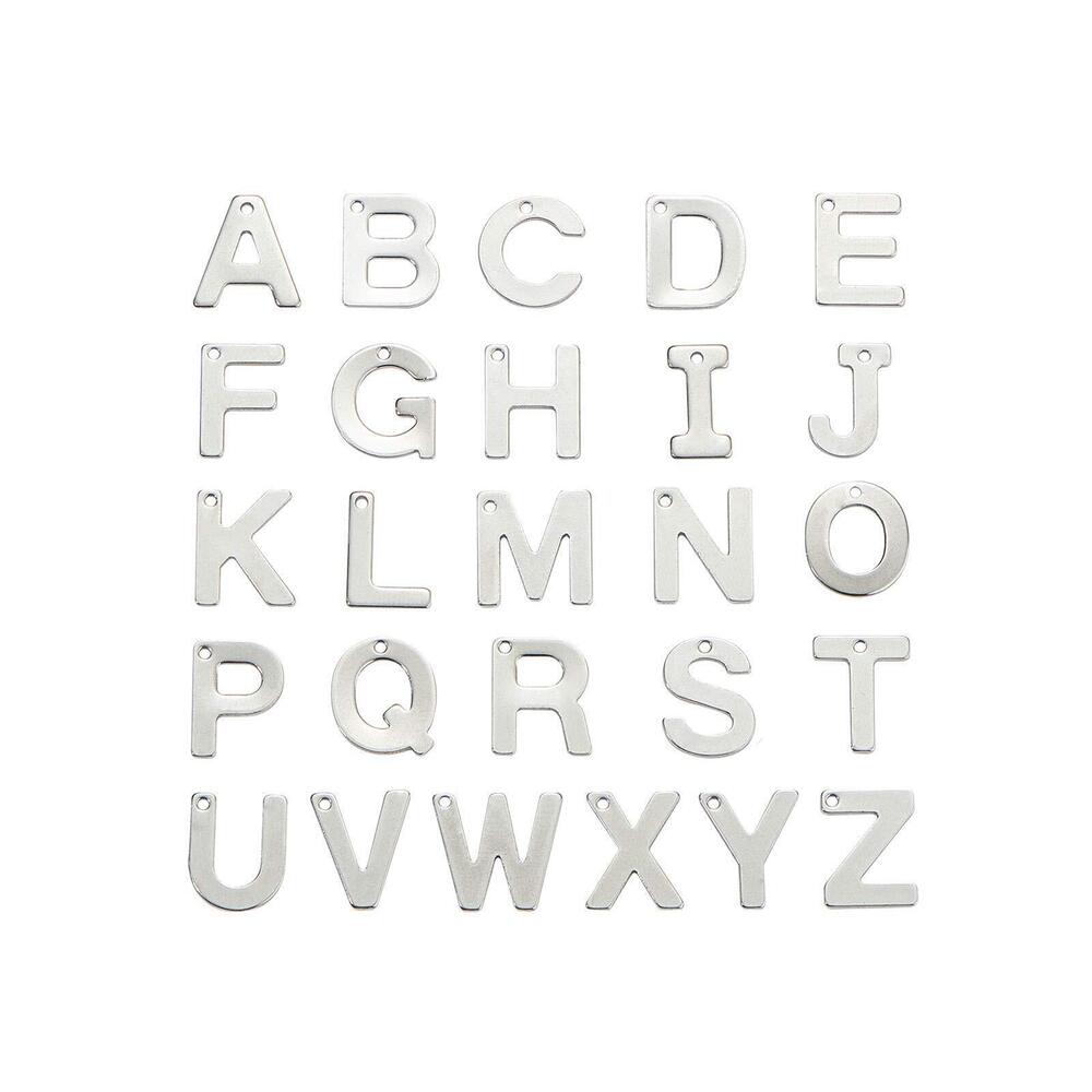 5218 200 pcs Random 304 Stainless Steel Letter Charms A-Z Alphabet Charms